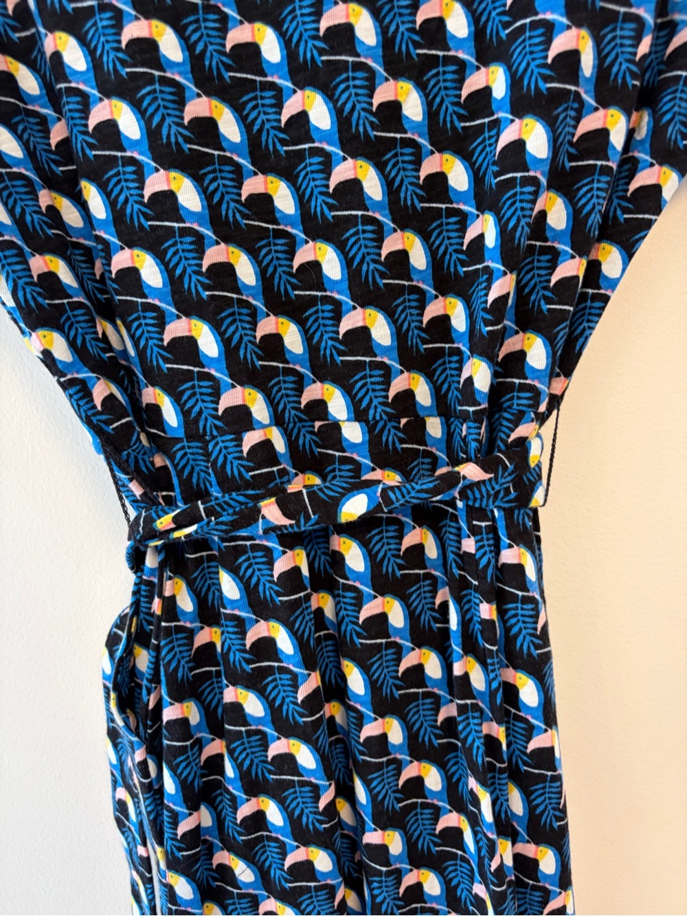 BODEN Thomasina Tie Waist Midi Shirt Dress Toucan Print Women's Size 4R Cotton - Picture 10 of 12